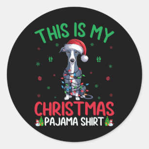 Ugly Xmas Tree Santa Italian Greyhound Dog Christm Classic Round Sticker