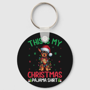 Ugly Xmas Tree Santa Miniature Pinscher Dog Christ Key Ring