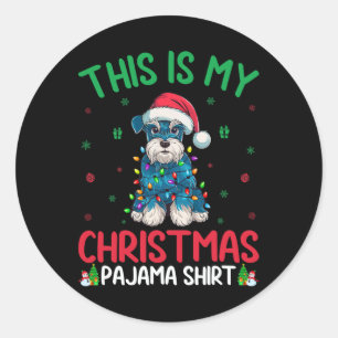 Ugly Xmas Tree Santa Miniature Schnauzer Dog Chris Classic Round Sticker