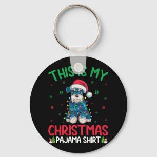 Ugly Xmas Tree Santa Miniature Schnauzer Dog Chris Key Ring