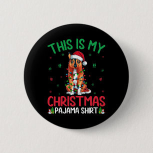 Ugly Xmas Tree Santa Norwegian Elkhound Dog Christ 6 Cm Round Badge