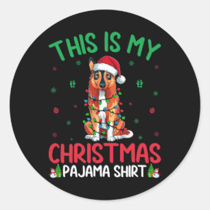 Ugly Xmas Tree Santa Norwegian Elkhound Dog Christ Classic Round Sticker