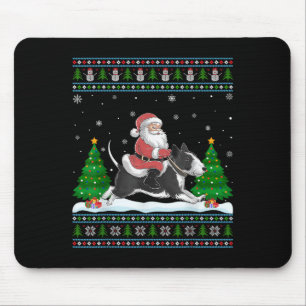 Ugly Xmas Tree Santa Riding Rat Terrier Dog Christ Mouse Mat