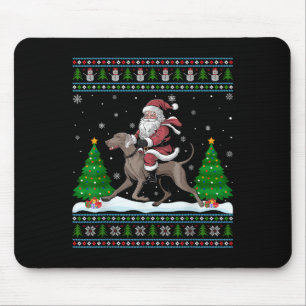 Ugly Xmas Tree Santa Riding Weimaraner Dog Christm Mouse Mat