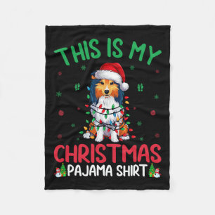 Ugly Xmas Tree Santa Shetland Sheepdog Dog Christm Fleece Blanket