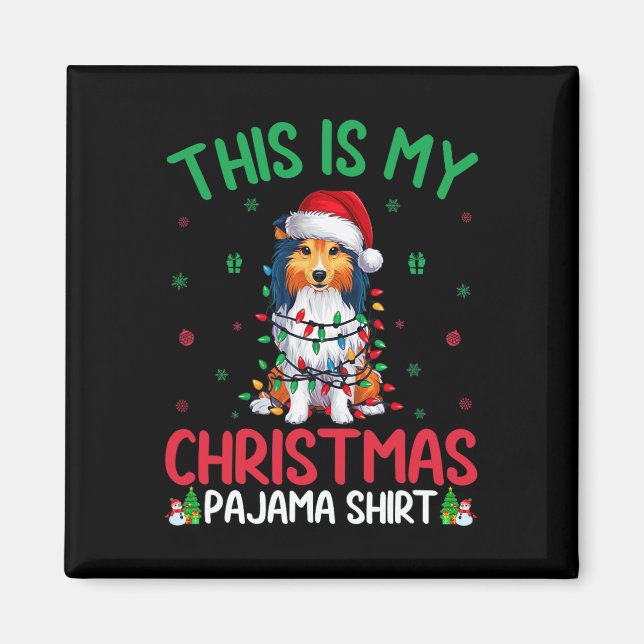 Ugly Xmas Tree Santa Shetland Sheepdog Dog Christm Magnet (Front)