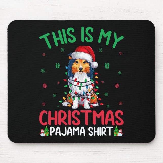 Ugly Xmas Tree Santa Shetland Sheepdog Dog Christm Mouse Mat (Front)