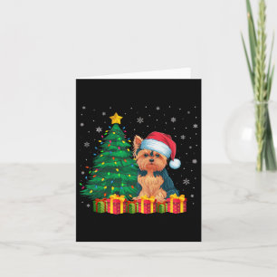 Ugly Yorkie Santa Hat Christmas Lights Dog Lover X Card