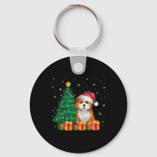 Ugly Zuchon Santa Hat Christmas Lights Dog Lover X Key Ring