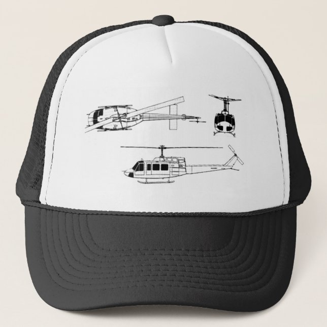 UH1 Huey Blueprint (Iriquois) Trucker Hat (Front)