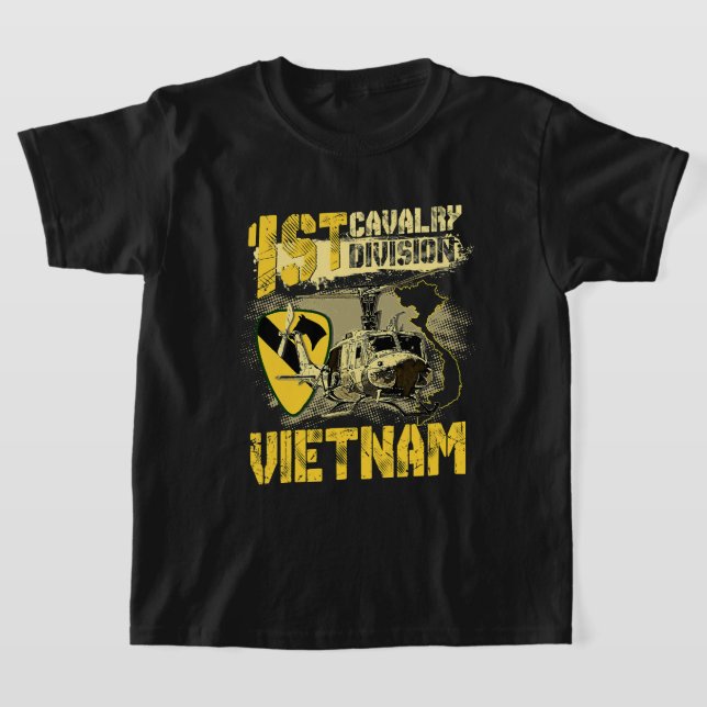 Uh1 Huey Helicopter 1st Cavalry Division Vietnam V T-Shirt (Laydown)