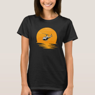 Uh 1 Chopper Helicopter Flying At Sunset For Men W T-Shirt