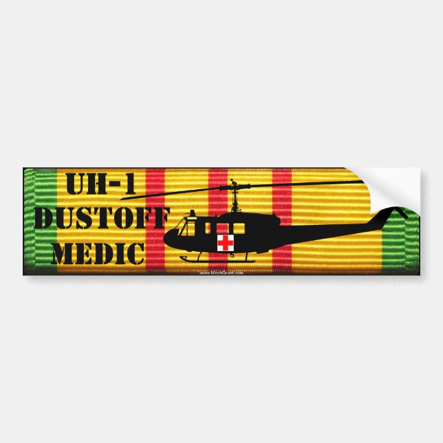 UH-1 "Huey" DUSTOFF MEDIC VSM Bumper Sticker (Front)