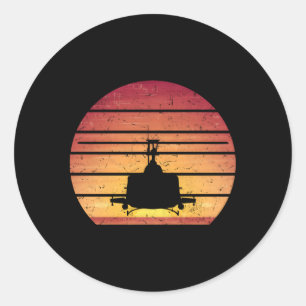 Uh-1 Huey Helicopter Style Vietnam Chopper Classic Round Sticker