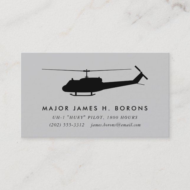 UH-1 Huey Pilot Business Card with pattern (Front)