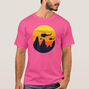 Uh 1 Huey Retro Helicopter Vintage Sunset Vietnam T-Shirt
