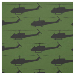 UH-1 Huey Silhouette Black on Green Fabric