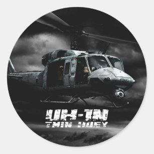 UH-1N Twin Huey Classic Round Sticker