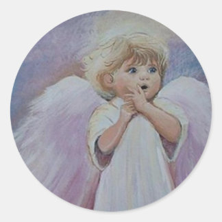 UH OH ANGEL CLASSIC ROUND STICKER
