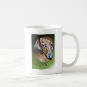 Uh Oh Dauchsund Green Background Coffee Mug