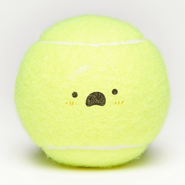 Uh-Oh Kawaii Cute Emoticon Emoji Tennis Balls (Front)