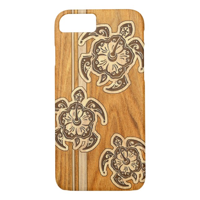 Uhane Honu Faux Wood Hawaiian Turtle Case-Mate iPhone Case (Back)