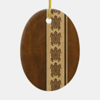 Uhane Honu Faux Wood Hawaiian Turtles Ceramic Tree Decoration