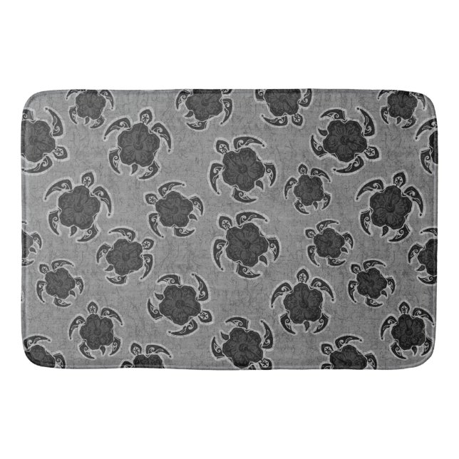 Uhane Honu Hibiscus Batik Hawaiian Turtle Bath Mat (Front)