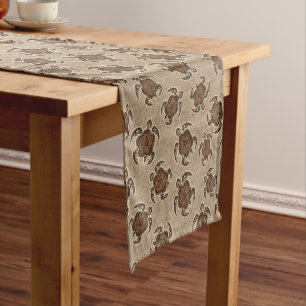 Uhane Honu Hibiscus Batik Hawaiian Turtle Short Table Runner