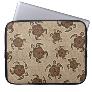 Uhane Honu Hibiscus Batik Hawaiian Turtle Wetsuit Laptop Sleeve