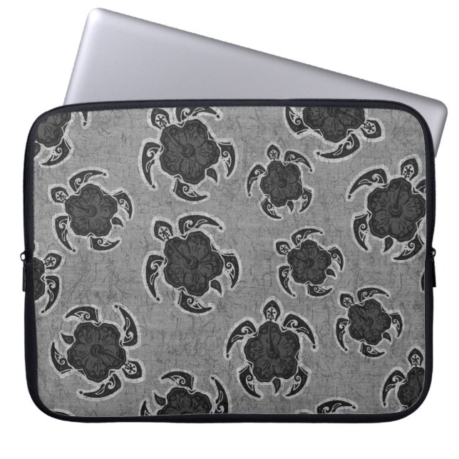 Uhane Honu Hibiscus Batik Hawaiian Turtle Wetsuit Laptop Sleeve (Front)