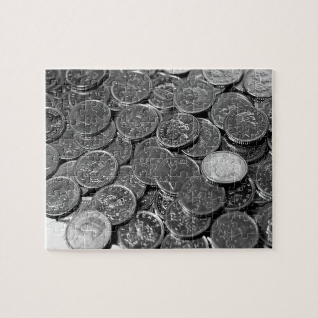 UK 5-pence piece coins Jigsaw Puzzle (Horizontal)