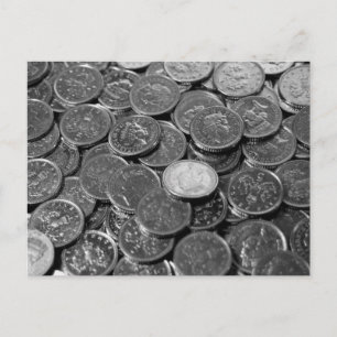 UK 5-pence piece coins Postcard