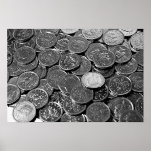 UK 5-pence piece coins Poster
