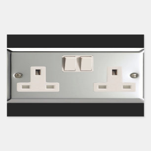 UK AC BS 1363 Plug Socket [British Standard] Rectangular Sticker