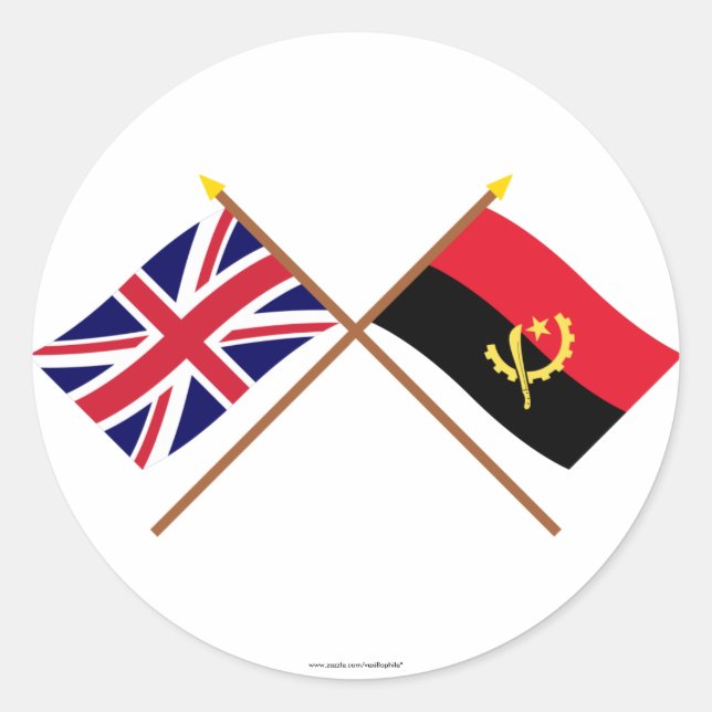 UK and Angola Crossed Flags Classic Round Sticker (Front)