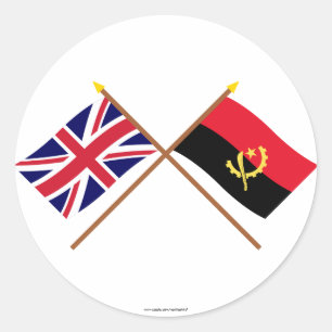 UK and Angola Crossed Flags Classic Round Sticker