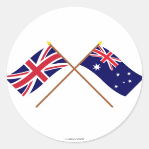 UK and Australia Crossed Flags Classic Round Sticker