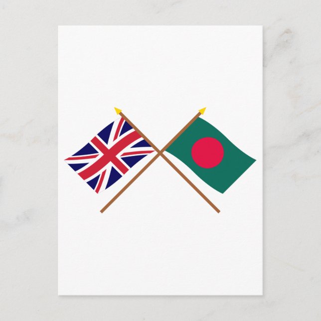 UK and Bangladesh Crossed Flags Postcard (Front)