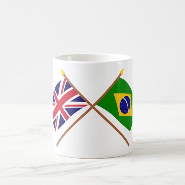UK and Brazil Crossed Flags Coffee Mug (Center)