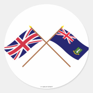 UK and British Virgin Islands Crossed Flags Classic Round Sticker