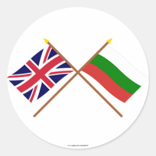 UK and Bulgaria Crossed Flags Classic Round Sticker