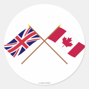 UK and Canada Crossed Flags Classic Round Sticker