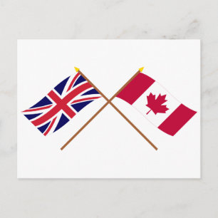 UK and Canada Crossed Flags Postcard