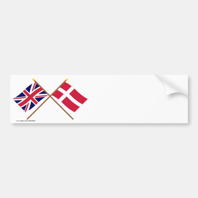 UK and Denmark Crossed Flags Bumper Sticker (Front)