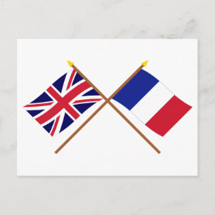 UK and France Crossed Flags Postcard