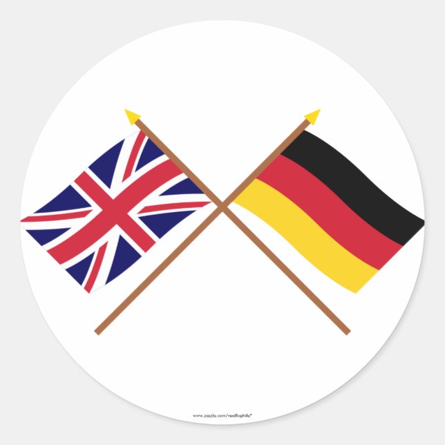 UK and Germany Crossed Flags Classic Round Sticker (Front)