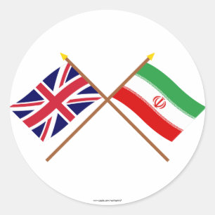 UK and Iran Crossed Flags Classic Round Sticker