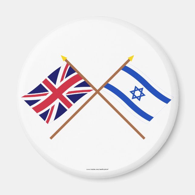 UK and Israel Crossed Flags Magnet (Front)