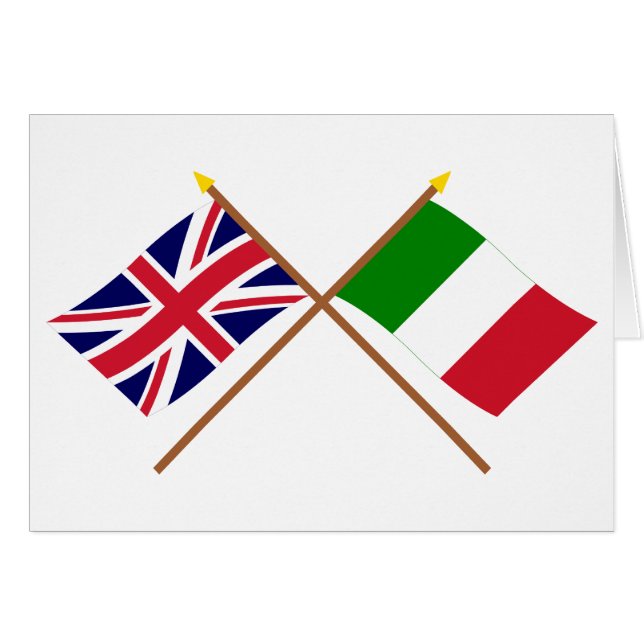 UK and Italy Crossed Flags (Front Horizontal)